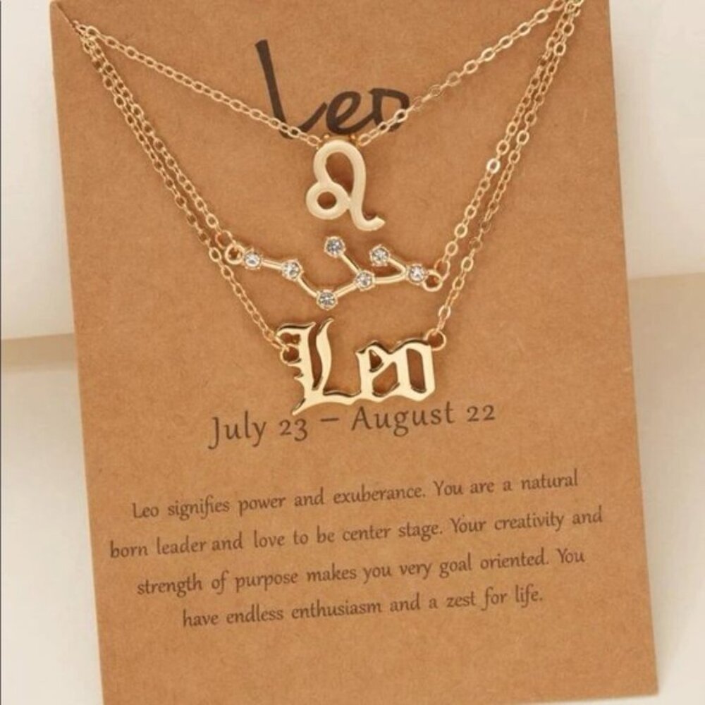 New Gold Leo Zodiac Constellation Necklace Set of 3